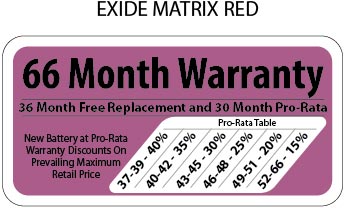 exide matrix battery warranty